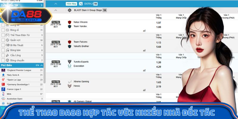 Thể thao DA88 hợp tác với nhiều nhà đối tác